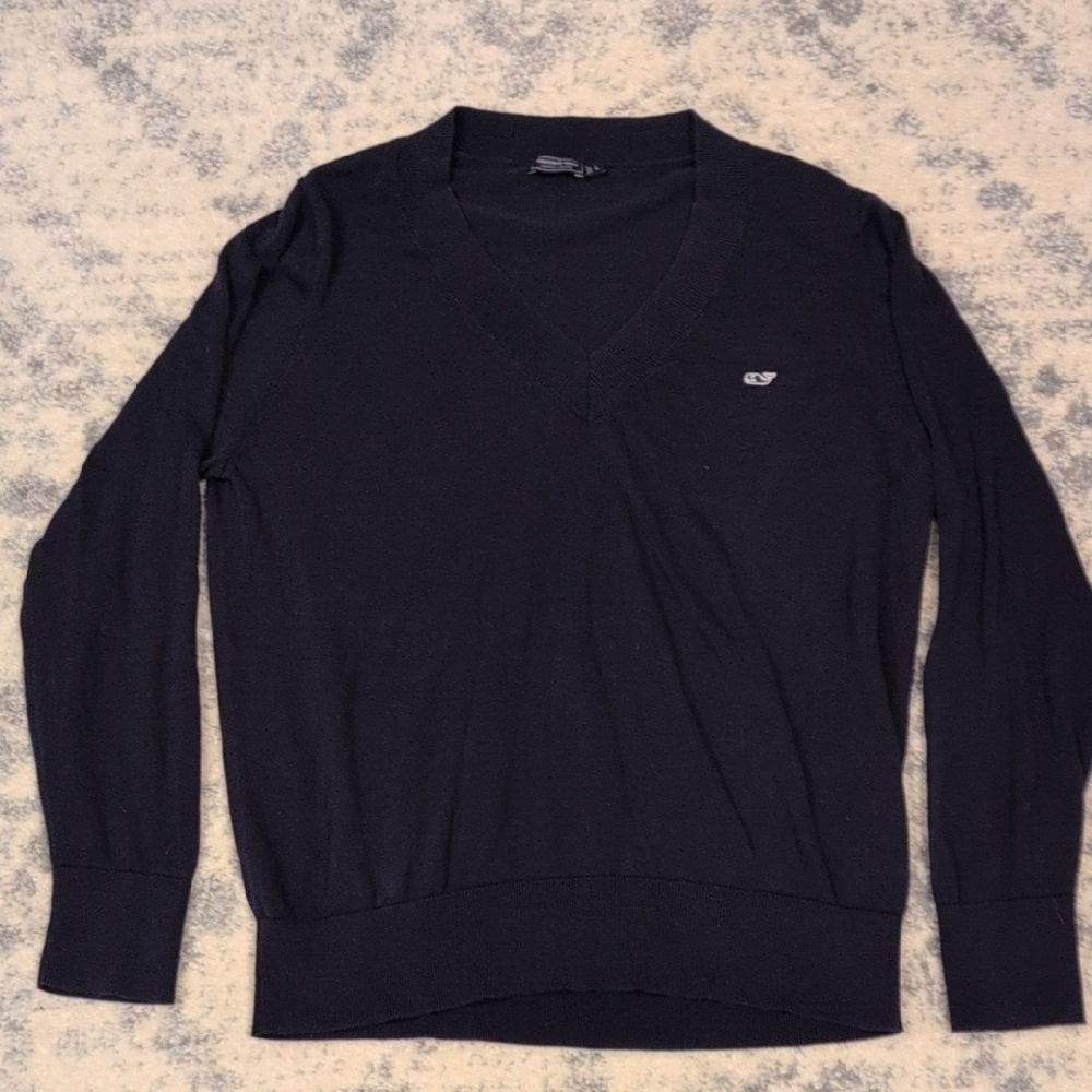 Vineyard Vines Women's V-Neck Sweater - Navy - L